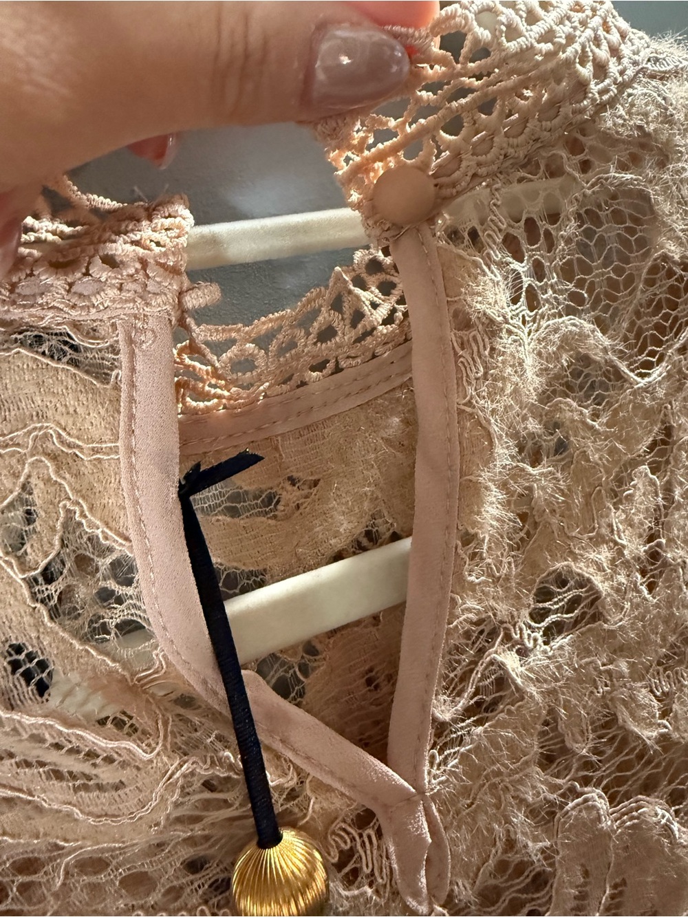 Anthropologie Peach Crochet Lace Long-Sleeve Blouse - Picture 5 of 5